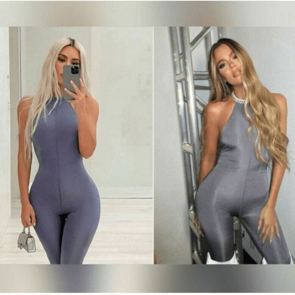 Skims All In One Halter Mock Neck Sleeveless Bodysuit 4X- Color: Steel Blue